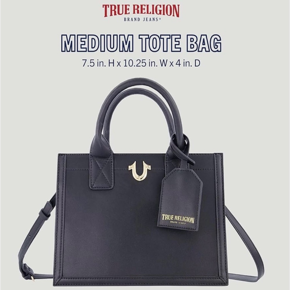 True Religion Black Tote with Gold Details